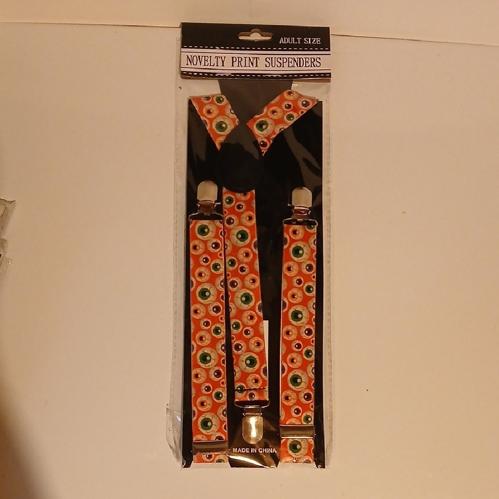 Novelty Print Orange Suspenders